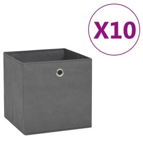 Storage Boxes 10 pcs Non-woven Fabric 11"x11"x11" Gray