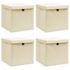 Storage Boxes with Lid 4 pcs Cream 12.6"x12.6"x12.6" Fabric