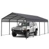 VIDEO offerMetal Carport 12 ×20 FT Heavy Duty with Galvanized Steel Roof, Metal Garage Canopy with Galvanized Steel Roof & Frame