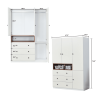 3-Door Armoire Wardrobe Closet, Wooden 3 Drawers White Closet Storage Cabinet for Large Capacity