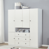 White Armoire Wardrobe Closet Cabinet: Wooden 4 Door 3 Drawers Storage Cabinet Large Storage Cabinet for Large Capacity with 5 Hanging Rod for Tall Ca