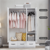 74.2" H Mirror 3 Doors Closet Wardrobe 3 Drawers White Wood Wardrobe Closet Armoire Freestanding Bedroom Closet Cabinet Armoire with Hanging Rod Woode