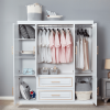 Armoire Wardrobe Closet, 4-Door 2 Wooden Drawers Tall Cabinet Luxury Style Closet Wardrobe for High Storage Capacity