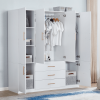 Armoire Wardrobe Closet, Wooden Wardrobe with 4 Drawers with High Storage Capacity, 74.2" 4 Door Wardrobe Closet