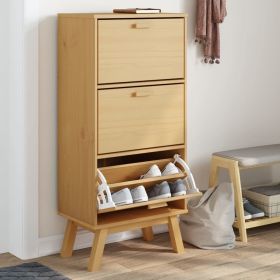 Shoe Cabinet OLDEN Brown 21.7"x13.8"x47.2" Solid Wood Pine