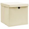 Storage Boxes with Lid 4 pcs Cream 12.6"x12.6"x12.6" Fabric