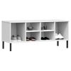 Shoe Rack with Metal Legs White 41.7"x13.8"x17.7" Solid Wood OSLO