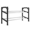 Extendable Shoe Rack with 2 Shelves 46.9"x9.4"x14.6"