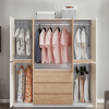 74.8" H 4 Doors 3 Drawers White Wood Wardrobe Closet Armoire, Freestanding Bedroom Wardrobe Cabinet Armoire with Hanging Rod