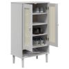 Shoe Cabinet SENJA Rattan Look White 23.4"x13.8"x42.1" Solid Wood
