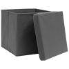 Storage Boxes with Lids 4 pcs Gray 12.6"x12.6"x12.6" Fabric