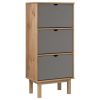 Shoe Cabinet OTTA with 3 Drawers Brown&Gray Solid Wood Pine