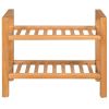 Shoe Rack with 2 Shelves Solid Oak Wood 19.7"x10.6"x15.7"