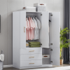 74.2" H 3-Door 3-Drawer White Wood Wardrobe Armoire Closet Modern Freestanding Bedroom Armoire Organizer with Hanging Rod Shelves Clothes Cabinet for