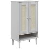 Shoe Cabinet SENJA Rattan Look White 23.4"x13.8"x42.1" Solid Wood