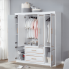 Armoire Wardrobe Closet, 4-Door 2 Wooden Drawers Tall Cabinet Luxury Style Closet Wardrobe for High Storage Capacity
