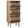 Shoe Cabinet OTTA with 3 Drawers Brown&Gray Solid Wood Pine