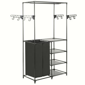 Clothes Rack Steel and Non-woven Fabric 34.3"x17.3"x62.2" Black (Color: Black)